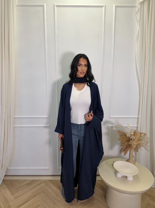 Denim-look abaya.